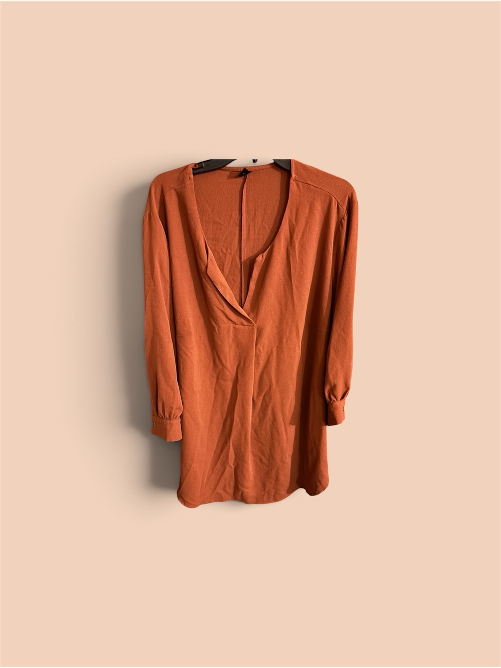 SHEIN Rust Orange V-Neck Tunic Top